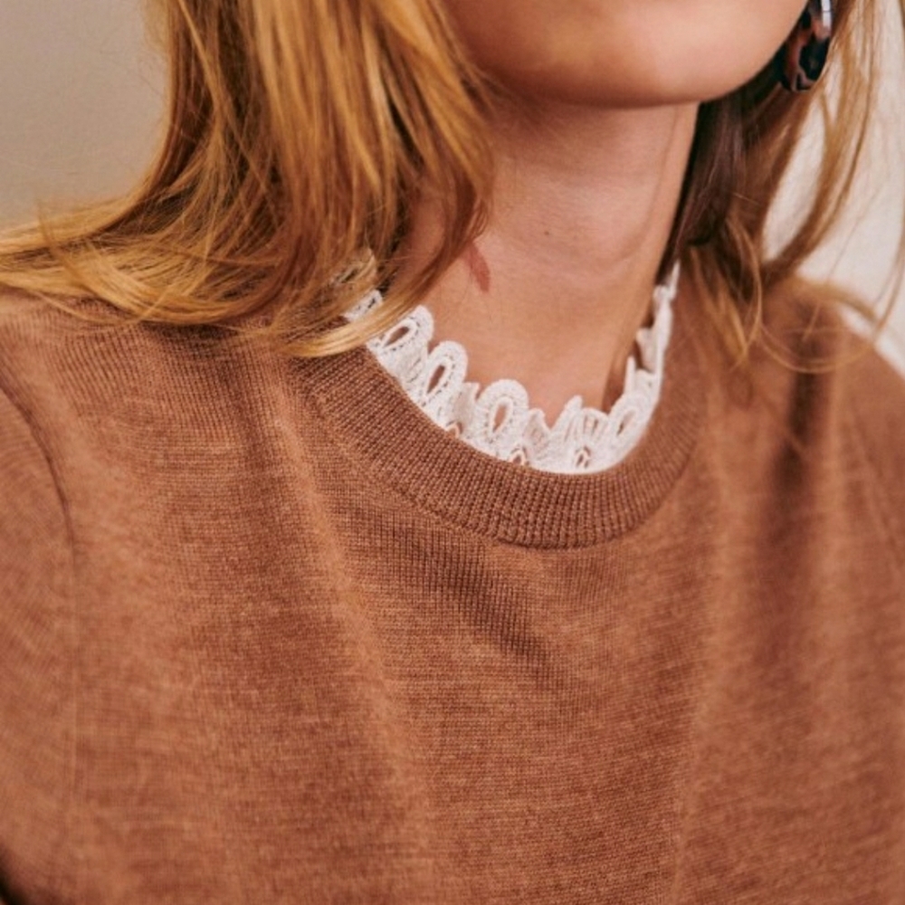 Sézane Paolo camel sweater S NWT